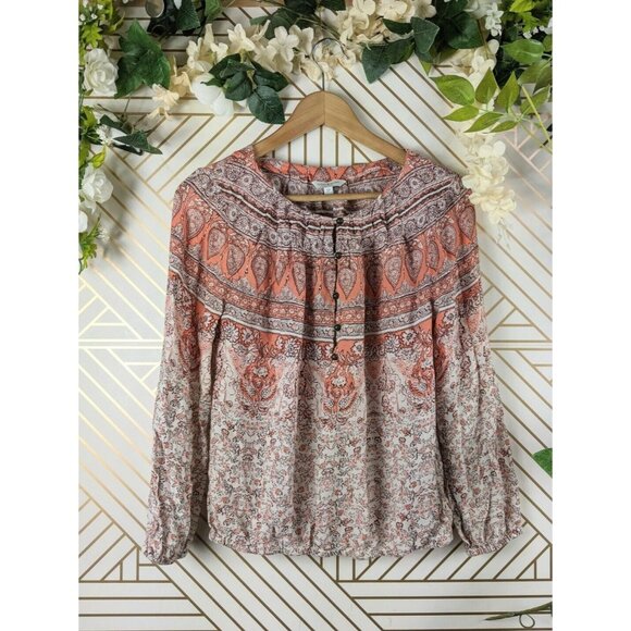 Lucky Brand Paisley Printed Pattern Top Size Small button up - Picture 1 of 8